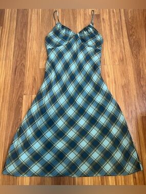 Wild Fable Plaid Midi BabyDoll Slip Dress Blue Olive Green Y2K 90s Style XXL